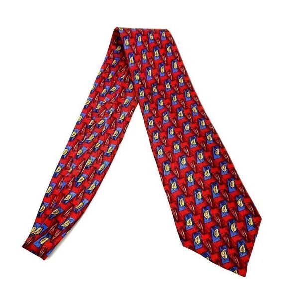 Ferrell Reed Silk Tie Print Red Wide Geometric Leaf Abstract - Picture 6 of 6